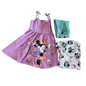Bundle 4T Toddler Girls 3PC Set Lot Disney Minnie Mouse Dress Tunic Top Leggings